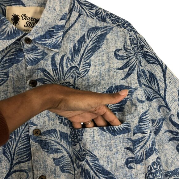 Vintage Silk Shirt Hawaiian Lightweight Fabric Linen Blend Casual Fit Size XL - Picture 8 of 13